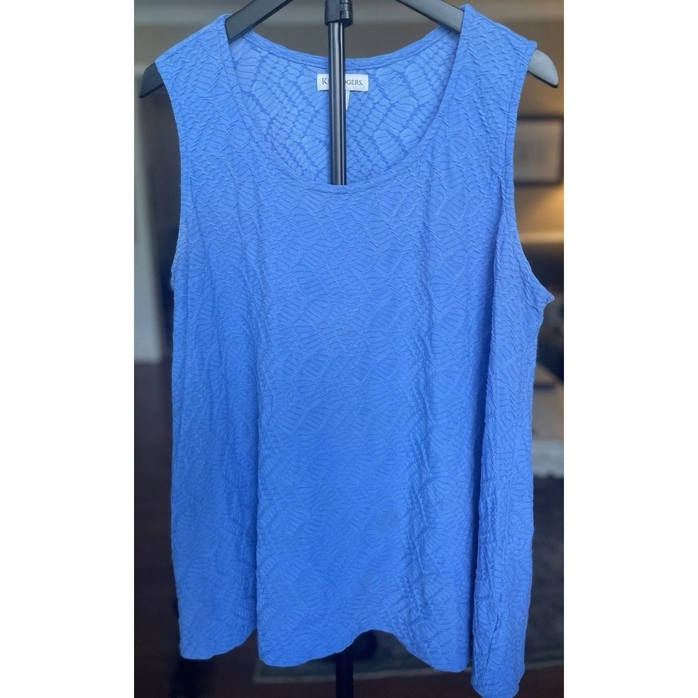 Kim Rogers Women's XL Blue Textured Short Sleeve Tank Top
